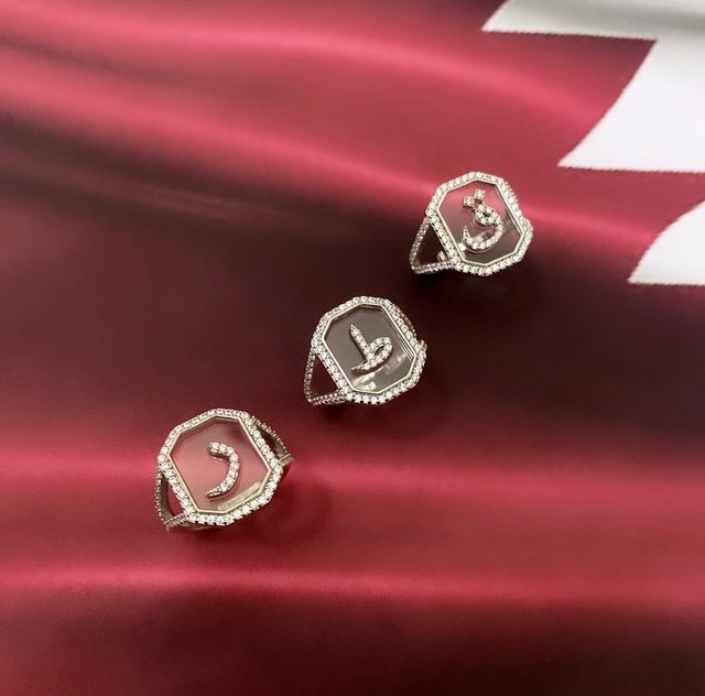 Sterling Silver Arabic Letter Rings (Adjustable/Free Size)